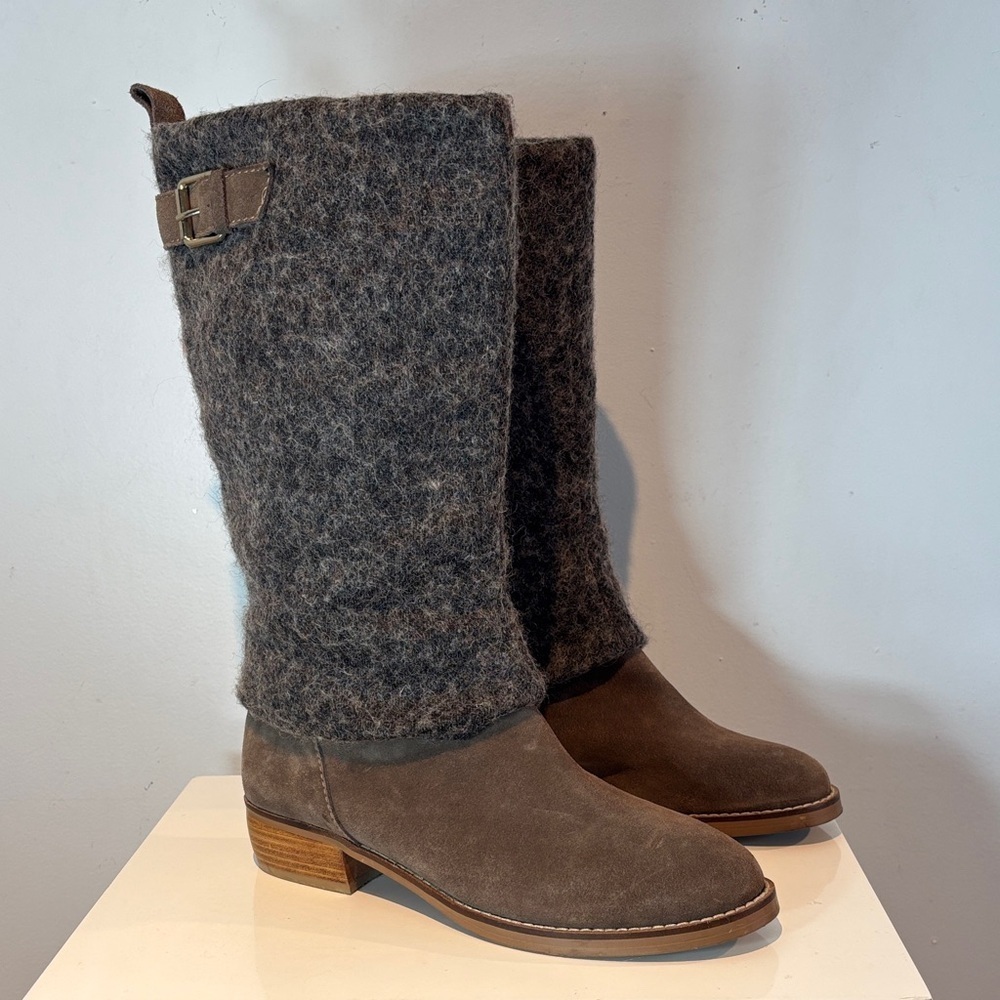 Design Lab English Riding/Jumping Boots Women Size US9/40 Suede/Wool Leg Cover